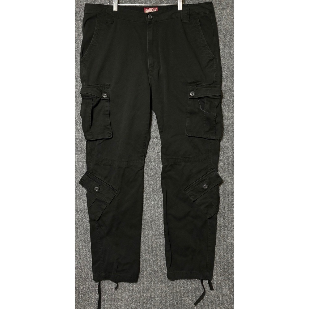 Matchstick Mens 40x32 Cargo Pants Black Multi-Pocket Tactical Workwear